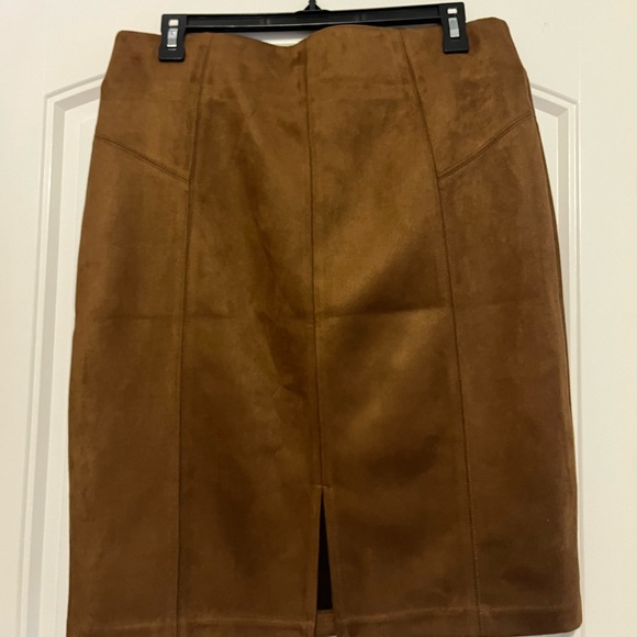 Marc New York Andrew Marc Cognac Vegan Suede Pencil Skirt - Picture 2 of 5